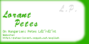 lorant petes business card